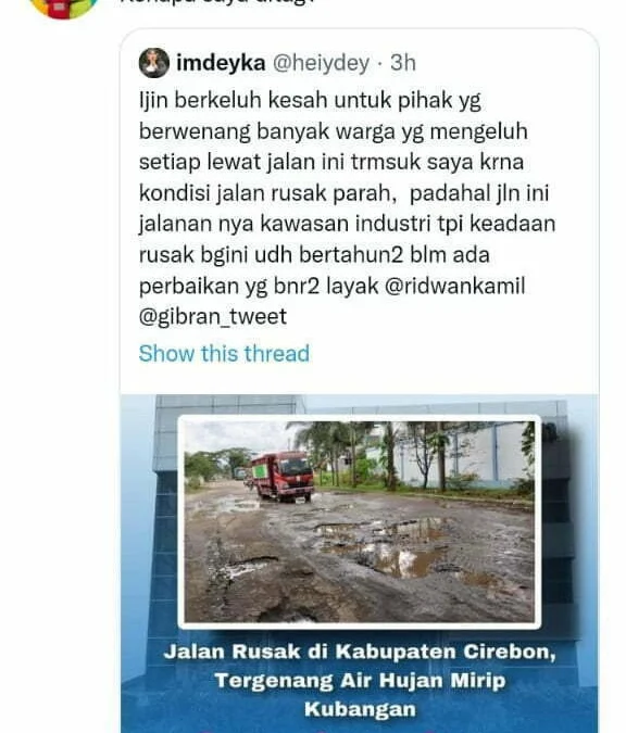 Jalan Rusak di Cirebon Walikota Solo Gibran Rakabuming Ikut Kena Imbas
