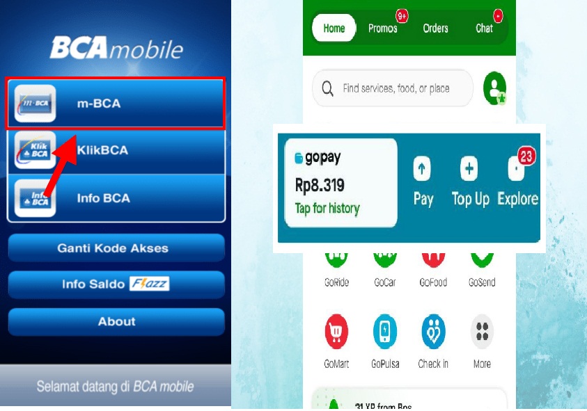 Cara Top Up Gopay Via BCA Mobile Dengan Fitur mBCA dan Klik BCA Mudah
