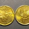 uang logam 100 rupiah gambar karapan sapi