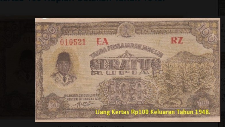 uang kertas Rp100 tahun 1948