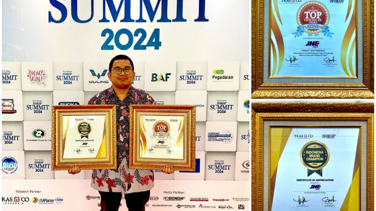 JNE Raih Dua Penghargaan di Ajang The 4th Annual Infobrand.id Summit 2024